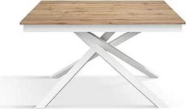 PAZZO DESIGN id_2151-B "Marisa" išskleidžiamas stalas su sukryžiuotomis kojomis, pagamintas Italijoje (baltas rėmas, kaimiškas ąžuolas, 120 x 80 x 76)
