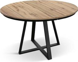 PAZZO DESIGN „Dafne“ išsiskleidžiantis apvalus stalas, svetainės stalas, virtuvė, juodos kojos, pagamintas Italijoje, rustikalios ąžuolo spalvos, nuo 120 iki 170 cm – id_2180