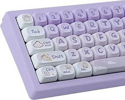 PBT Keycaps Custom Gradient Purple Keycaps Set 142 Keys Dye Sublimation MOA Profile Keycaps Compatible with Cherry MX Keys for ANSI Layout Mechanical Keyboards