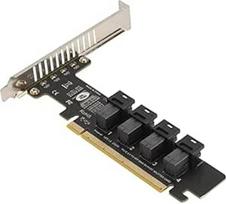 PCI išplėtimo į U.2 adapterio kortelė, PCIe X16 į 4 prievadų U.2 NVME SFF 8643/8639 išplėtimo kortelė, didelės spartos PCIE Split išplėtimo kortelė su LED ekranu