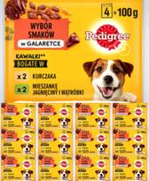 PEDIGREE Pouch Chicken & Lamb in Jelly - drėgnas ėdalas suaugusiems šunims - 13 pakuočių po 4 x 100 g maišelius
