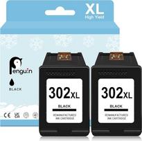 Penguin 302XL juodos spalvos rašalo kasetės, skirtos HP 302 XL, skirtos HP deskjet 1110 2130 3633 Envy 4510 4520 4516 4528 Officejet 3830 4650 5252 5230 (2 juodos spalvos), restauruotos kasetės