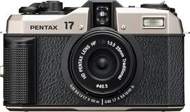 PENTAX 17 kompaktiškas juostinis fotoaparatas su fiksuotu židinio nuotoliu, skirtas fotografuoti pusės dydžio nuotraukas