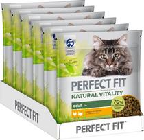PERFECT FIT „Natural Vitality“ kačių ėdalas, sausas ėdalas suaugusiems katėms nuo 1 metų – vištiena ir kalakutiena, 6 x 650 g