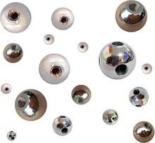 Perforuotas plieninis rutulys. Perforuotas nerūdijančio plieno rutulys su skylėmis. Mechaninės detalės. Skersmuo * Skylės skersmuo. 50 vnt. – 4 mm x 1,2 mm x 50 vnt.