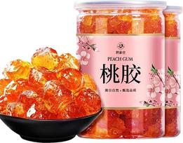Persikų guma, sniego gniūžtės ir saponino ryžių branduolių derinys, be priemaišų, natūralūs valgomieji maitinamieji ingredientai, paruošti troškinti desertus ir gėrimus (250 g, persikų guma)