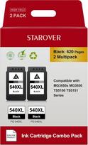 PG 540 XL, suderinamas su „Canon PG540“ juodais PG540XL 540XL spausdintuvo kasetėmis | Suderinamas su „Canon Pixma TS5150“, „TS5100“, „TS5151“, „MG3600“, „MG3650“, „MG3650s“, „MG425“0, MX475, MX535, MX395 spausdintuvams (2 juodos)