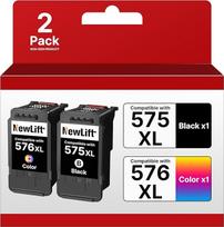 PG-575XL CL-576XL spausdintuvo kasetės, suderinamos su "Canon" PG-575XL CL-576XL 575 XL 576 XL, skirtos PIXMA TS3550i TR4755i TS3551i TR4750i TR4751i TR4756i (juoda spalva, 2 vnt.)