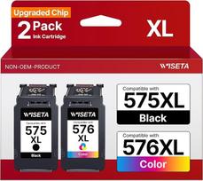PG-575XL CL-576XL spausdintuvo kasetės, suderinamos su „Canon 575 XL“ ir „576 XL“ | PG575XL/CL576XL, 2 vnt. rinkinys, kasetės, juodos, daugiapakė, suderinamos su originaliomis, rašalo kasetės, skirtos „Canon 575 XL“ ir „576 XL“