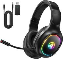 PH1 2,4 GHz belaidės žaidimų ausinės PS5, PS4, PC, Switch, "Bluetooth" ausinės su 3,5 mm jungtimi, belaidės žaidimų ausinės su mikrofonu, 7.1 stereofoninis garsas, mažas vėlavimas, juodos spalvos, PRO