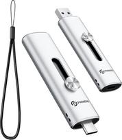 PHIXERO (1000MB/s) 2-in-1 USB atmintinė, USB C + USB A 3.2 Gen2 atminties kortelė, USB C išorinis SSD 256GB, itin greita USB atmintinė "Android" telefonui, "iPhone 17", nešiojamajam kompiuteriui, planšetiniam kompiuteriui, "Mac" kompiuteriui