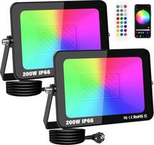 PICAA 2 x 200 W RGB LED prožektorių programėlės valdymas, 20000 LM RGBW spalvų keitimo prožektorius, 16 milijonų spalvų išmanusis LED prožektorius, lauko sieniniai žibintai vakarėliams, sodui, scenai