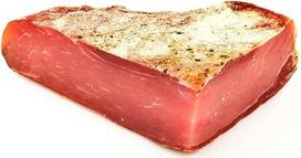 Pietų Tirolio kalnų kumpis, 300 g, liesas kumpis, lengvai rūkytas iš Pietų Tirolio, "Viktor Kofler/Lana" bekono patiekalas