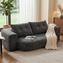 Pilka dvivietė sofa be atramų, sofa-lova su miego funkcija, sulankstoma sofa-lova, komplekte – 2 pagalvėlės, nereikia surinkti, patogi sofa, skirta svetainei ir miegamajam