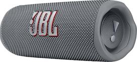 Pilkos spalvos „JBL Flip 6“ „Bluetooth“ garsiakalbis: vandeniui atsparus nešiojamas garsiakalbis su dviejų krypčių garsiakalbių sistema, užtikrinančia galingą garsą – iki 12 valandų belaidžio muzikos grojimo