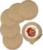 Pinti medvilniniai stalo servetėlės „Rengue“, 6 vnt. rinkinys, apvalios austos stalo servetėlės, 6 vnt. rinkinys, neslystančios, atsparios karščiui, 30 cm, skirtos valgomajam, virtuvei, namams, kavinei, dekoravimui