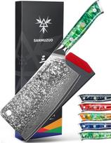 Pjaustymo peilis, 17 cm, profesionalus mėsininko peilis, „Damascus“ peilis, „Xuan“ serijos VG10 „Damascus“ plieno virtuvinis peilis su dervos rankena (smaragdo žalia)