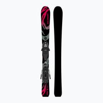 Vaikiškos kalnų slidės + apkaustai Salomon QST Jr Black XS + C5 GW black/neon punch