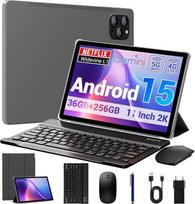 Planšetė 11 colių "Android 15" planšetinis kompiuteris su 4G LTE / 5G WiFi, 36GB RAM + 256GB ROM, 8000 mAh, aštuonių branduolių, Face ID, TÜV, GMS, GPS, BT5, planšetinis kompiuteris su nuimama klaviatūra, pilkos spalvos
