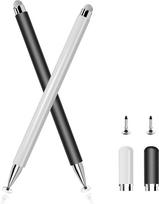 Planšetinio kompiuterio rašiklis, 2 in 1 jutiklinio ekrano rašiklis visiems planšetiniams kompiuteriams / mobiliesiems telefonams, universalus rašiklis, suderinamas su "iPhone i-Pad Pro Mini Redmi Samsung Huawei Surface Lenovo Chromebook" (baltas/juodas)