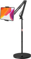 Planšetinių kompiuterių grindų stovas, virš galvos esantis lovos telefono stovas su 4 kg itin stabiliu pagrindu ir reguliuojamu kampu / aukščiu, suderinamas su 4,5"-13" "iPhone", "iPad Pro 12.9", "Galaxy Tab", "Kindle", telefonais