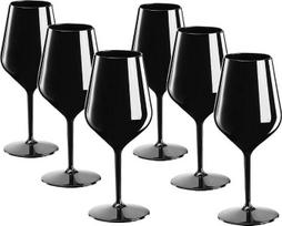 Plastikiniai vyno taurės, nedūžtančios vyno taurės, šampano taurės, plastikinės, juodos, 47 cl, 6 vnt. rinkinys