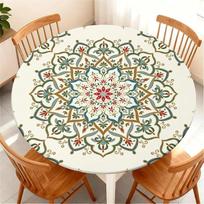 Plaunama elastinga staltiesė, 120 cm, vandeniui ir dėmėms atspari, apvali staltiesė, skirta naudoti lauke, atspari oro sąlygoms, tinka virtuvei, sodui, kempingui, spalvinga mandala