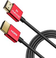 Plonas HDMI kabelis 2.1 8K Plonas HDMI kabelis, didelės spartos, 48Gbps, 8K@60Hz, 4K@120Hz, „Dynamic HDR“, „eARC“, „Dolby Vision“, suderinamas su GH5S, NS, 8KUHD televizoriais, PS5, raudonas, 3 pėdos