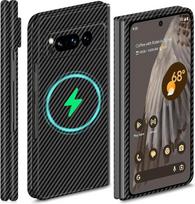 Plonas ir kompaktiškas anglies pluošto dėklas „Google Pixel Fold“ telefonui, suderinamas su „MagSafe“; aramidinio pluošto dėklas su magnetine užsegimo sistema „Pixel Fold“ telefonui, matinė juoda spalva