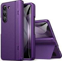 Plonas dėklas su atrama, skirtas „Samsung Galaxy Z Fold 5“, priekinio ekrano apsauginė plėvelė, vyrių apsauga, plonas ir tvirtas dėklas, atsparus smūgiams apsauginis dėklas, skirtas „Samsung Galaxy Z Fold 5“ (2023 m. modelis), Tamsiai violetinė | Priekini