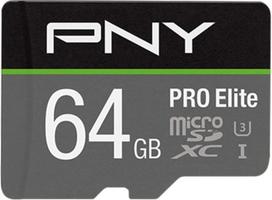 PNY 64GB „PRO Elite“ U3 V30 A1 „microSDXC“ atminties kortelė + adapteris