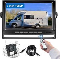 Podofo Rear Camera Radio Camera Set with 7 Inch LCD Monitor Parking Aid, IP69 Waterproof, Night Vision Guidelines for Motorhome/Caravan/Truck/Trailer/Agriculture/Heavy Transport (12-24 Volt)