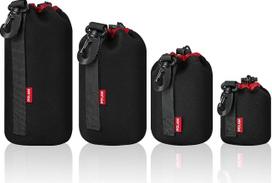 POLAM-FOTO 4 vnt. storų objektyvų dėklų rinkinys, skirtas apsaugoti DSLR fotoaparato objektyvus; neopreno objektyvų dėklai su minkštu, storu juodu pliušiniu vidumi, skirti „Canon“, „Nikon“, „Tamron“, „Sigma“, „Pentax“, „Sony“ ir kt. | Atsparus smūgiams ne