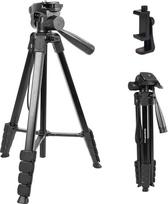 POLAM-FOTO fotoaparato trikojis 172 cm, aliuminis, su mobiliojo telefono laikikliu ir 3 krypčių galvute | Lengvas sulankstomas kelioninis trikojis, 2 kg apkrova, 360° pasukamas, skirtas išmaniesiems telefonams, fotoaparatams ir vaizdo įrašymui