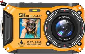 Povandeninis fotoaparatas, 5K, 64 MP, 33 pėdų vandeniui atsparus skaitmeninis fotoaparatas