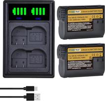 PowerTrust 2vnt EN-EL15C EN-EL15b EN-EL15 baterija ir įkroviklis, skirti Nikon Z8 Z7II Z7 Z6 Z6II Z5 D780 D500 D600 D750 D7000 D7200 D7100 D7500 D800 D800 D800 10 D8 150 P520 P530