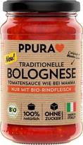PPURA ekologiškas bolonės padažas su jautiena, 340 g – tradicinis bolonės padažas su 100 % ekologiška jautiena, makaronų padažas iš 100 % natūralių ingredientų, be cukraus ir priedų – pagaminta Italijoje