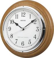Prabangus radijo bangomis valdomas "Seiko" sieninis laikrodis "Light Wood" 282 mm skersmens