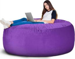 Prabangus violetinis Bean Bag kėdės dangtis (be užpildo, tik dangtelis) Milžiniškas 6 pėdų skalbiamas didelis Bean Bag sofos dangtis maišas kėdės dangtis šeimos kambario apdaila