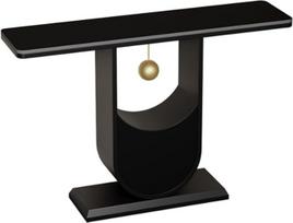 Pradinis staliukas su mediniu paviršiumi ir metaliniu pagrindu, siaura konsolė, skirta prieškambariui, svetainei, už sofos