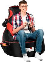 Premium žaidimų Bean Bag kėdė suaugusiems [be užpildymo], didelis Bean Bag kėdė paauglių bendrabučio kėdė vaizdo žaidimų kėdės Bean Bag žaidimų kėdė (juoda/raudona)