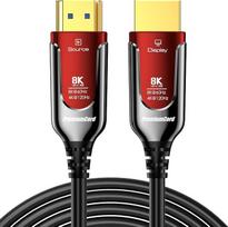 PREMIUMCORD 8K optinis aktyvusis šviesolaidinis kabelis HDMI 2.1, itin didelės spartos kabelis 48Gbps, 3D, EDID, eARC, HDR, skiriamoji geba 8K@60Hz 4320p, 4K@240Hz, suderinamas su PS5, Xbox, kompiuteriu, televizoriumi, paauksuotas