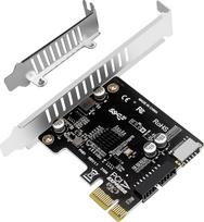 Priekinė USB-C PCIe plokštė, 5Gbps „Type-E“ + USB 3.0 19 kontaktų adapterio plokštė | Išplėtimo plokštė su „Type-C“ jungtimi priekinėje plokštėje, „VL805“ valdiklio mikroschema, standartinis PCIe x1, skirta „Windows 11/10/8/7“, „plug & play“