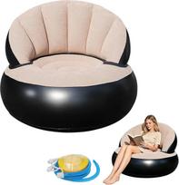 Pripučiama sofa su pėdų atrama, pripučiama kėdė, pripučiama poilsio sofa, fotelis, sofa su flokuotu paviršiumi, skirta svetainei, sofa, pripučiama lauko kempingo sofa, pilka