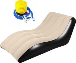 Pripučiama sofa, pripučiama kėdė, oro sofa, kempingo sofa, nešiojama flokuota pripučiama sofa su flokuotu paviršiumi, skirta lauko kempingui, paplūdimiui ir svetainei (Khaki-A)