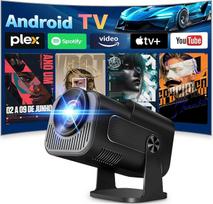 Projektorius palaiko 4K ir 1080p raišką, nešiojamas projektorius su „Wi-Fi 6“ ir „Bluetooth 5.2“, mažas projektorius su „Keystone“ funkcija, skirtas naudoti automobilyje, pasukamas 270°, suderinamas su HDMI, TV Stick ir „Memory Stick“, juodos spalvos