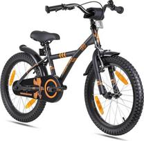PROMETHEUS BICYCLES Vaikiškas dviratis, 18 colių, berniukams nuo 6 metų – Vaikiškas dviratis, 18 colių, berniukams ir mergaitėms, su atbuliniu stabdžiu ir dviračio stovu, juodos ir matinės oranžinės spalvos