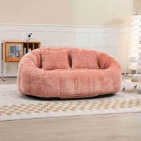 Pufas-sofa su porankiais, rožinis, XXL dydžio pufas-kėdė iš šenilio, patogi sofa suaugusiems ir vaikams, minkšta poilsio kėdė, skirta svetainei, miegamajam ir žaidimų kambariui, rožinis šenilis