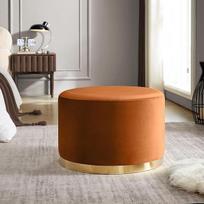 Pufas "Charlotte II Velvet" iš deginto oranžinio ir auksinio metalo