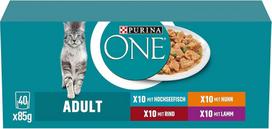 PURINA ONE Adult Wet Cat Food, Variety Mix, 40 vnt. (40 x 85 g)